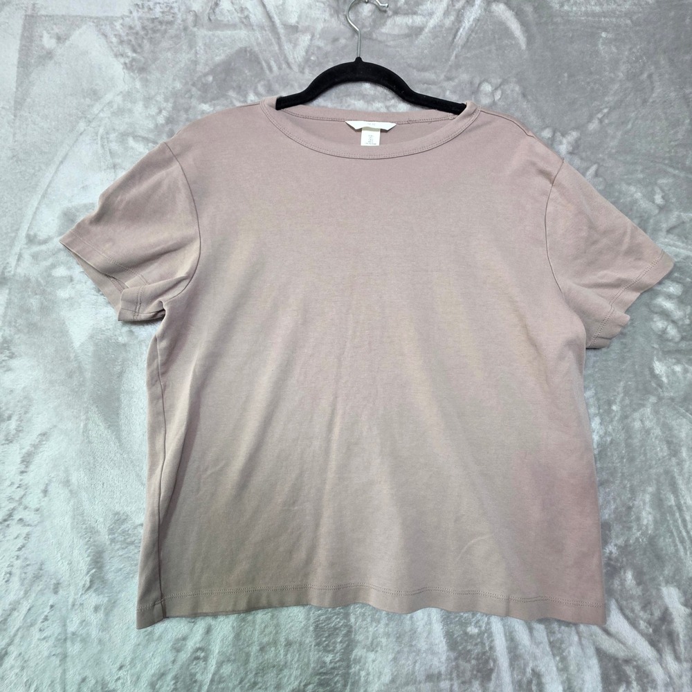 HM Womens Mauve Taupe Short Sleeve Crewneck Cotton Stretch T-Shirt Size L